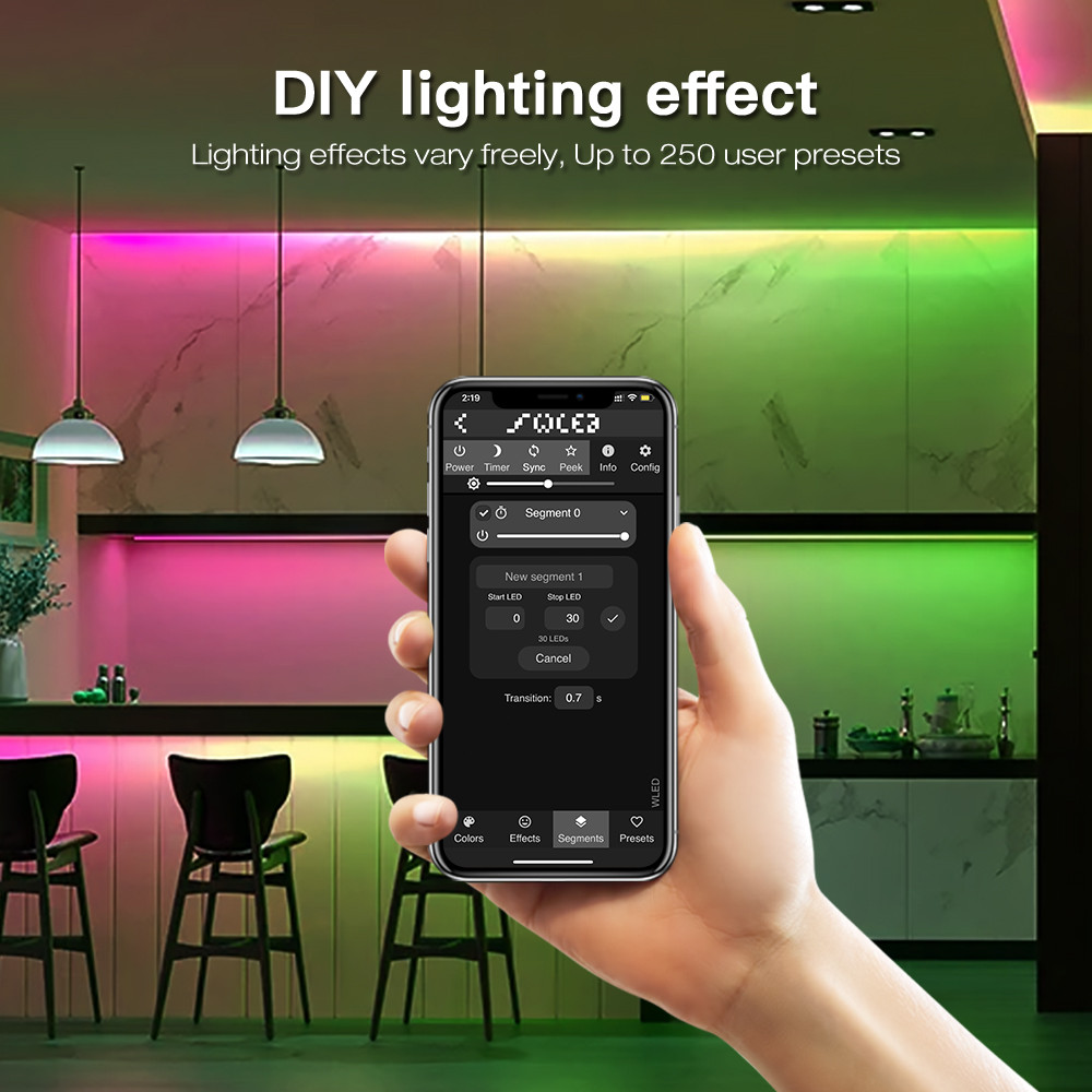 GLEDOPTO WLED LED Strip Controller ESP8266 ESP32 Mic RGB IC Digital Lights Addressable String Light