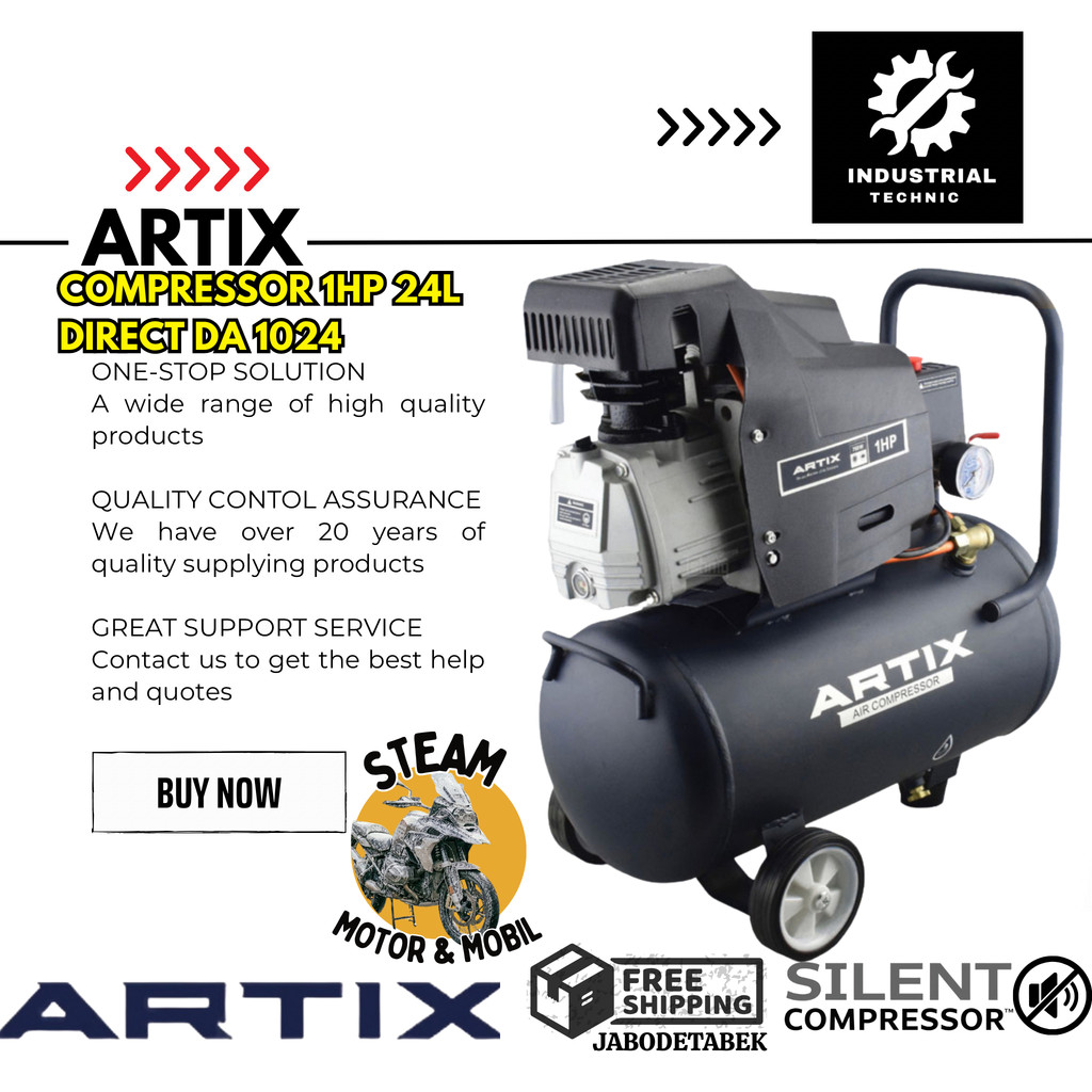 KOMPRESOR ANGIN LISTRIK OILLESS ARTIX COMPRESSOR  1HP 24L - DIRECT DA 1024 24 LITER - SILENT DIRECT 