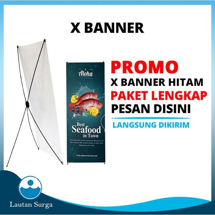 X Banner 60X160 Cm, Standing Banner, Standing Promosi, X Banner Hitam