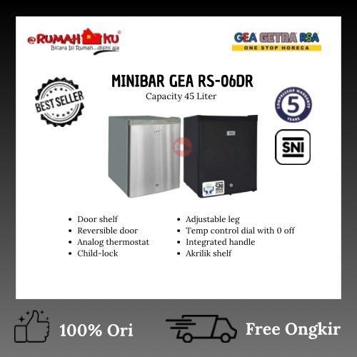 GEA MINIBAR RS-06DR BLACK & INOX/MINIBAR GEA 45L/MINIBAR GEA/KULKAS MINIBAR