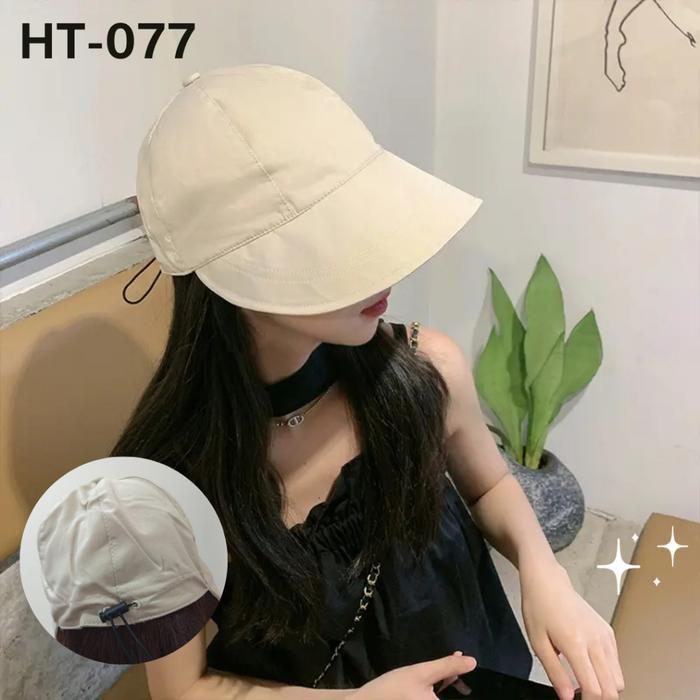 Topi Wanita Korean Style Topi Pantai Import Anti UV dengan Tali Adjustable, Stylish untuk OOTD &