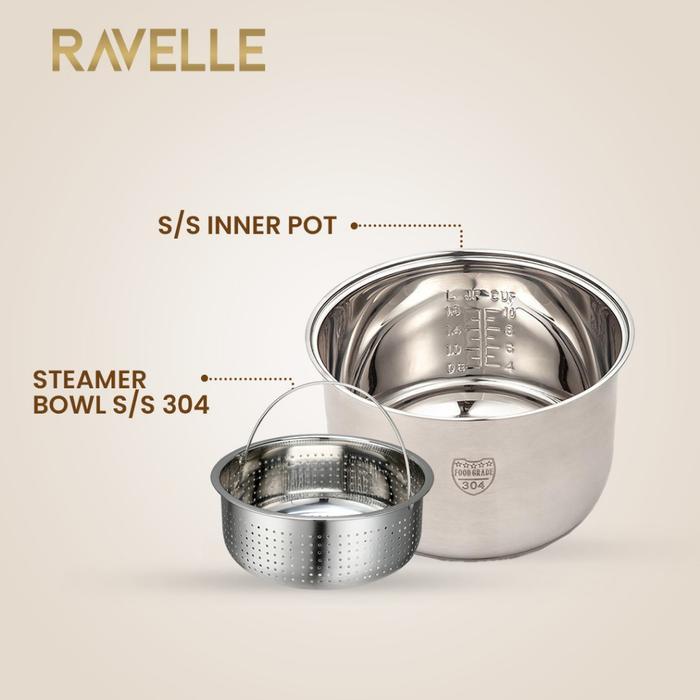 Ravelle Rice Cooker Rendah Gula 5 Liter (1,8 Liter Beras) - Digital Low Carbo Rice Cooker