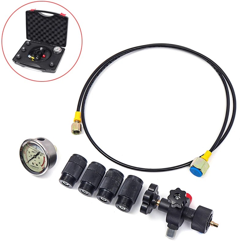 PROMO HARI INI  0-400Bar Pressure Gauges 6000Psi Test Kit Gauges Set Hydraulic Accumulator Nitrogen 