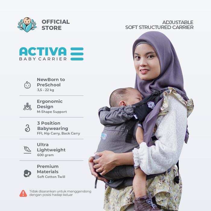 BAYIKU.ID Activa Mark 3 Polos Mark III Gendongan M-Shape SSC Adjustable Newborn - 5 Tahun Activa