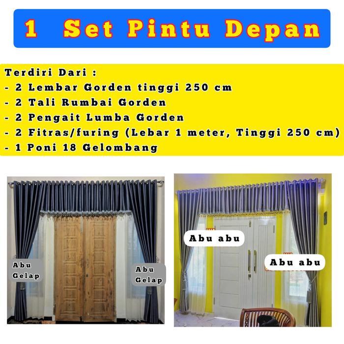 1 SET Pintu Depan "STEAM UAP" Gorden gordyn tirai hordeng horden korden Bahan Blackout Tebal Kuat