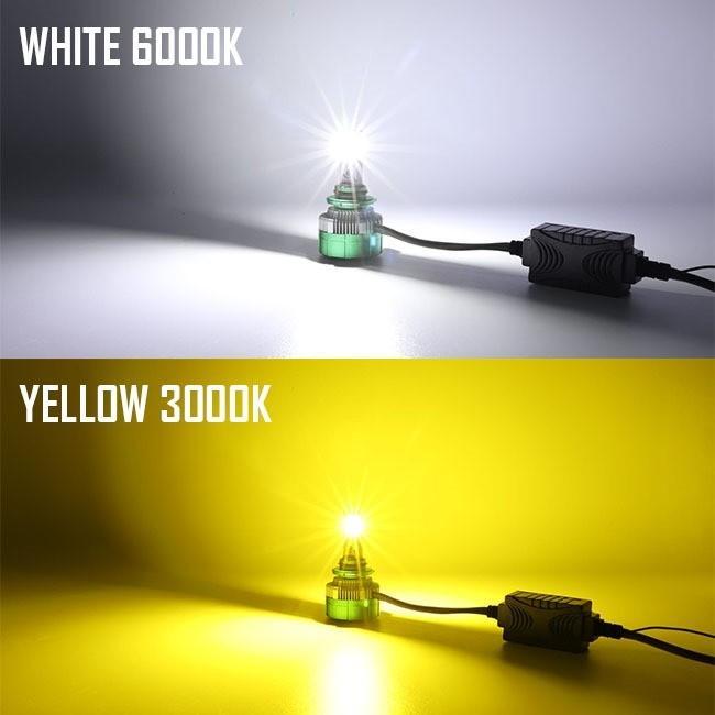 Lampu Mobil Led H4 H11 Dua Warna Putih Kuning Strobo Kedip