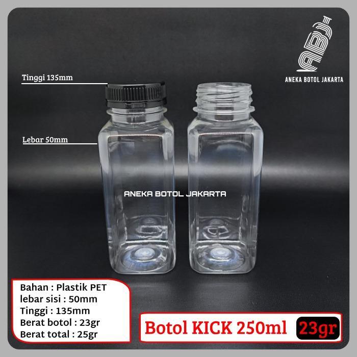 Botol plastik 250ml / Botol Kick Kotak 250 ml