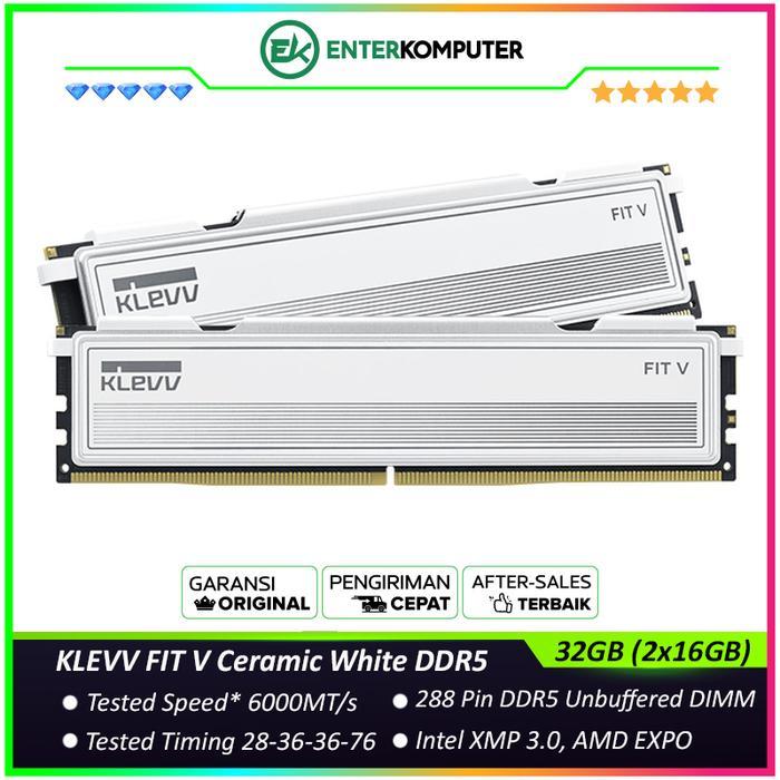 KLEVV FIT V Ceramic White DDR5 PC48000 6000MHz 32GB (2x16GB) CL28 / RAM 32GB