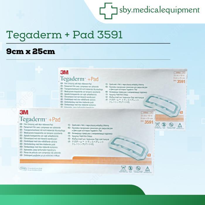 Sedia Tegaderm 3591 Film Dressing with Non-Adherent Pad Merk Tegaderm 3591
