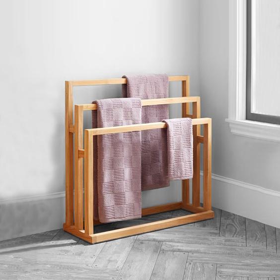 Rak handuk kayu jati, standing handuk kamar mandi kayu minimalis