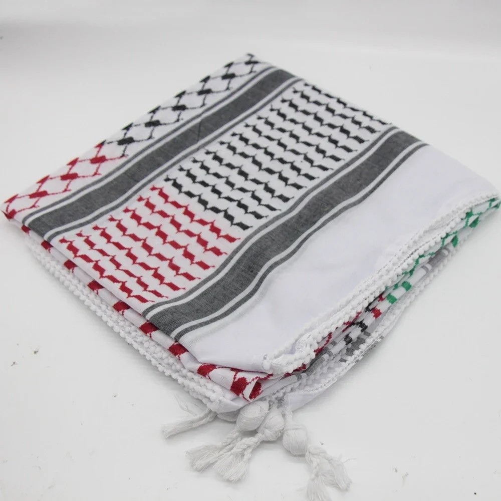 Men Shemagh Knit Keffiyeh Scarf Arab Palestine Kufiya Arafat Hatta Original Brand Cotton Unisex