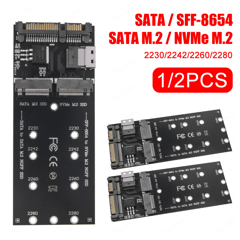 M.2 To SATA Adapter SFF-8654 To M2 NVME SSD 22Pin SATA To M2 Expansion Card Converter Riser Board