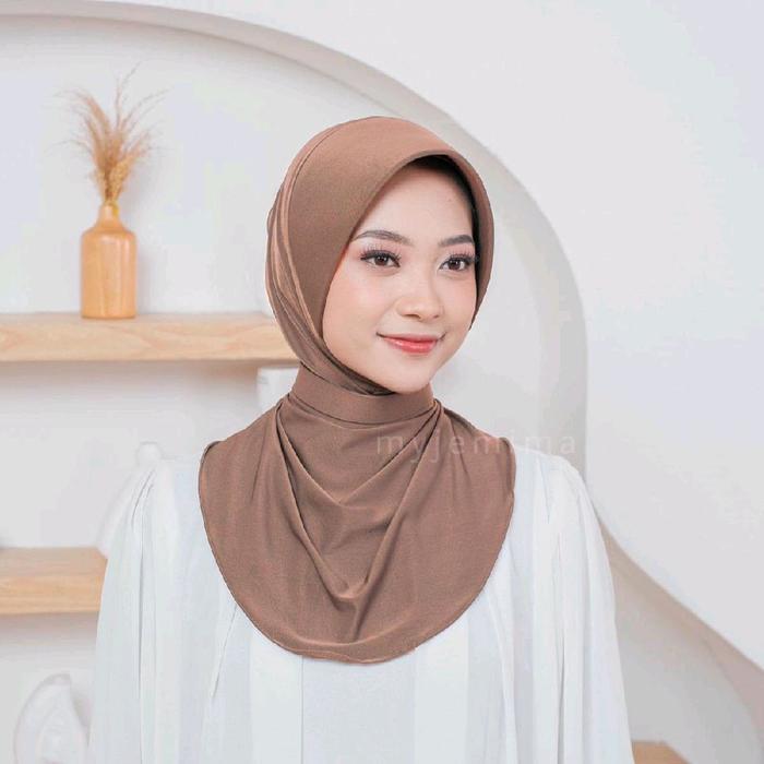 Promo Hijab Dinas Premium Instan Anti Tembem - Kerudung Wanita Sport Nyaman -Coklat Polwan ,