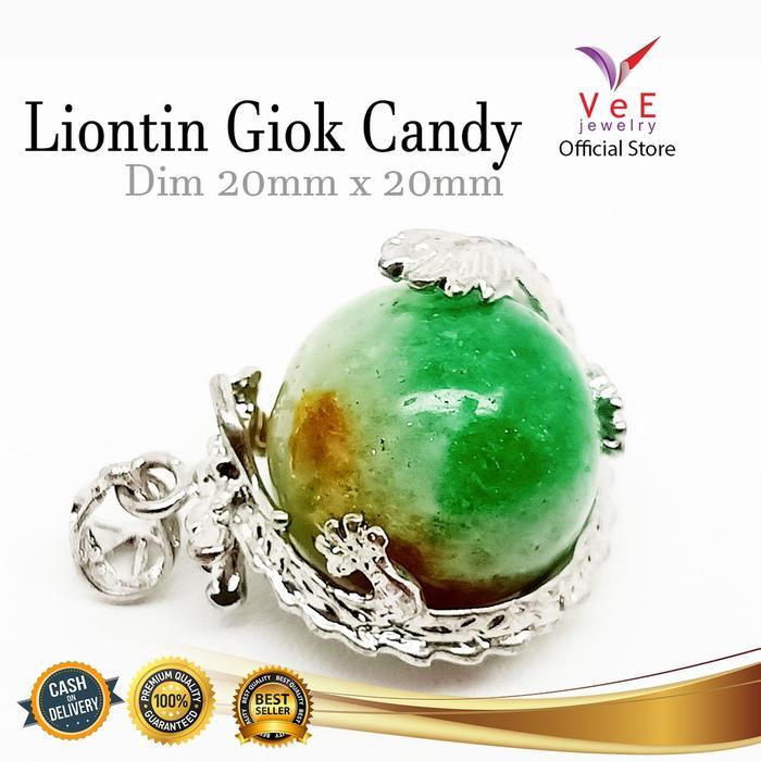 SALE Liontin Batu Giok China Candy Asli 20mm Lilitan Naga - VeE Batu Kesehatan Anti Virus