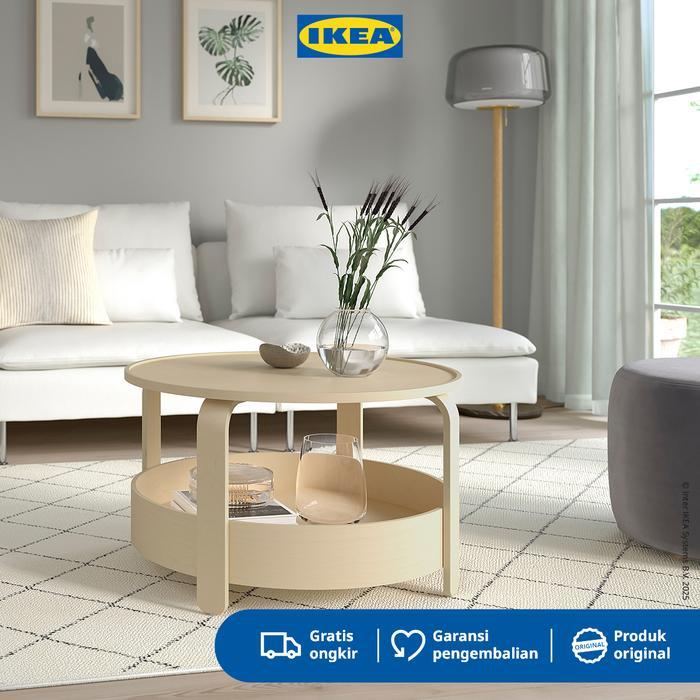 IKEA BORGEBY Meja Tamu Bulat Minimalis Veneer Kayu Birch 70 cm Furniture