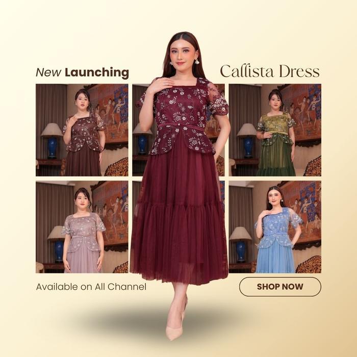 [] Calista Dress by Miss Nomi Lebaran outfit Dress Dress Pesta Dress Kondangan outfit kekinian