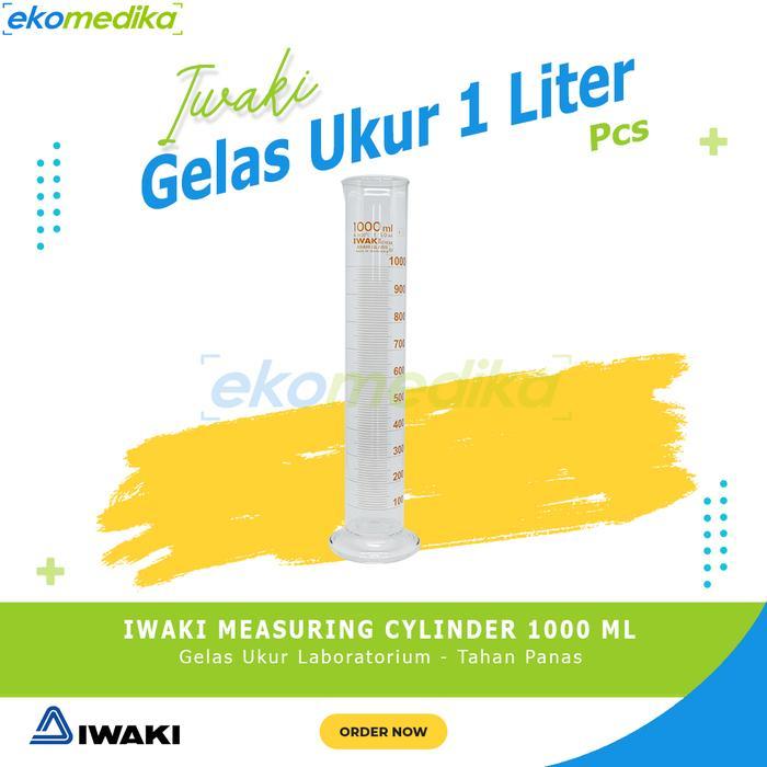 TEREMURAHTERLARIS READY SILAHKAN DIORDER IWAKI GELAS UKUR KACA 1000ML CLASS A AMBER GRADUATION IWAKI