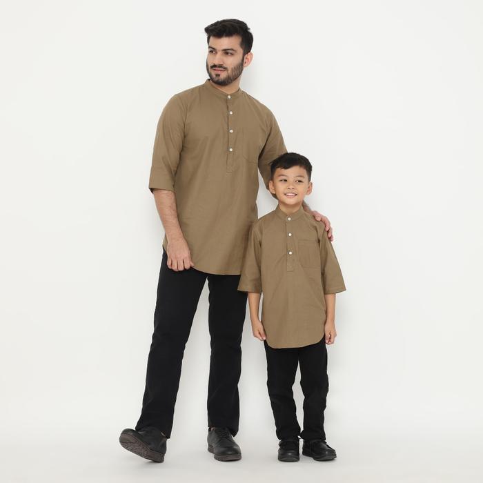 Dancus Kemeja Koko Pakistan Couple / Koko Kurta Couple Ayah Anak Warna Olive OLRM354