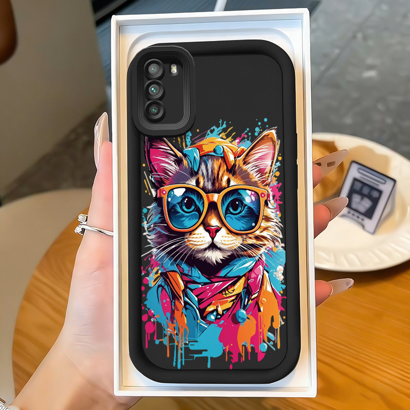Casing Hp untuk POCO M3 Case Kucing Berwarna Kasing bagus bahan silikon Cesing Softcase Kesing