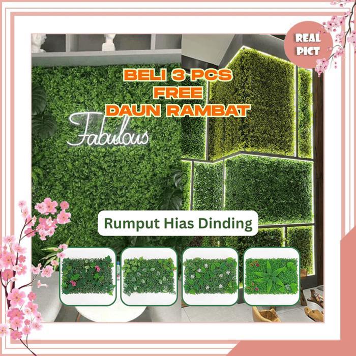[] UNICO Rumput Dinding Alaska Findlove Rumput Sintetis Hiasan Dinding Rumah Daun Hias Plastik