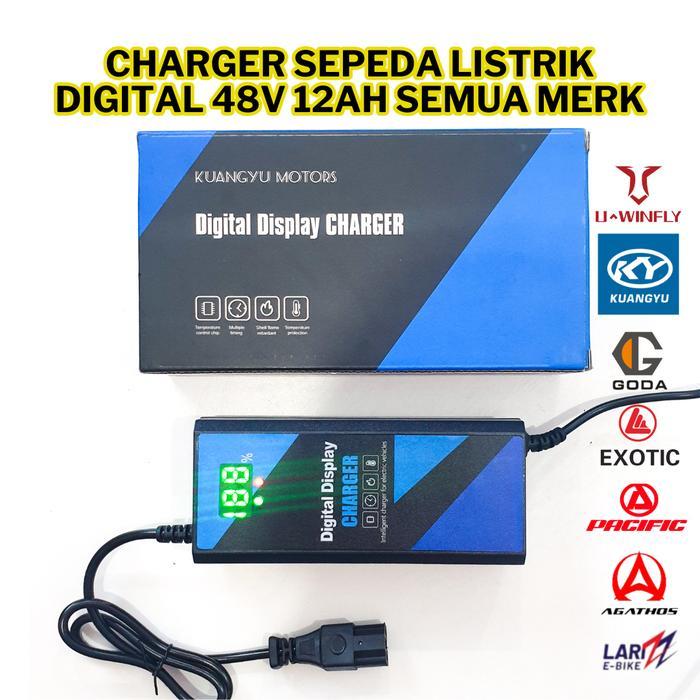 Promo!! Charger Sepeda Listrik 48V 12Ah Digital Original / Cas Sepeda Listrik 48V 12Ah Universal