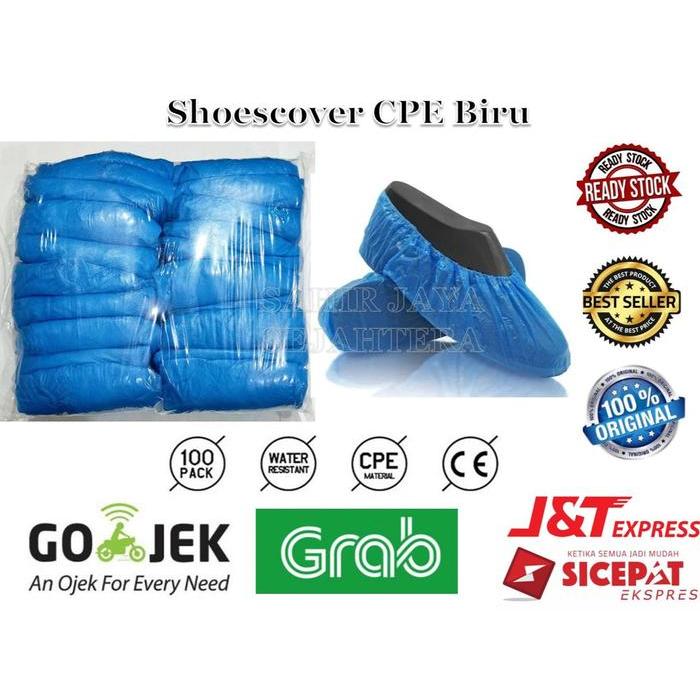 Cover Shoes Disposable Bahan Plastik CPE Tebal Shoes Cover Plastik CPE Harga 1 Pack isi 100 Pcs