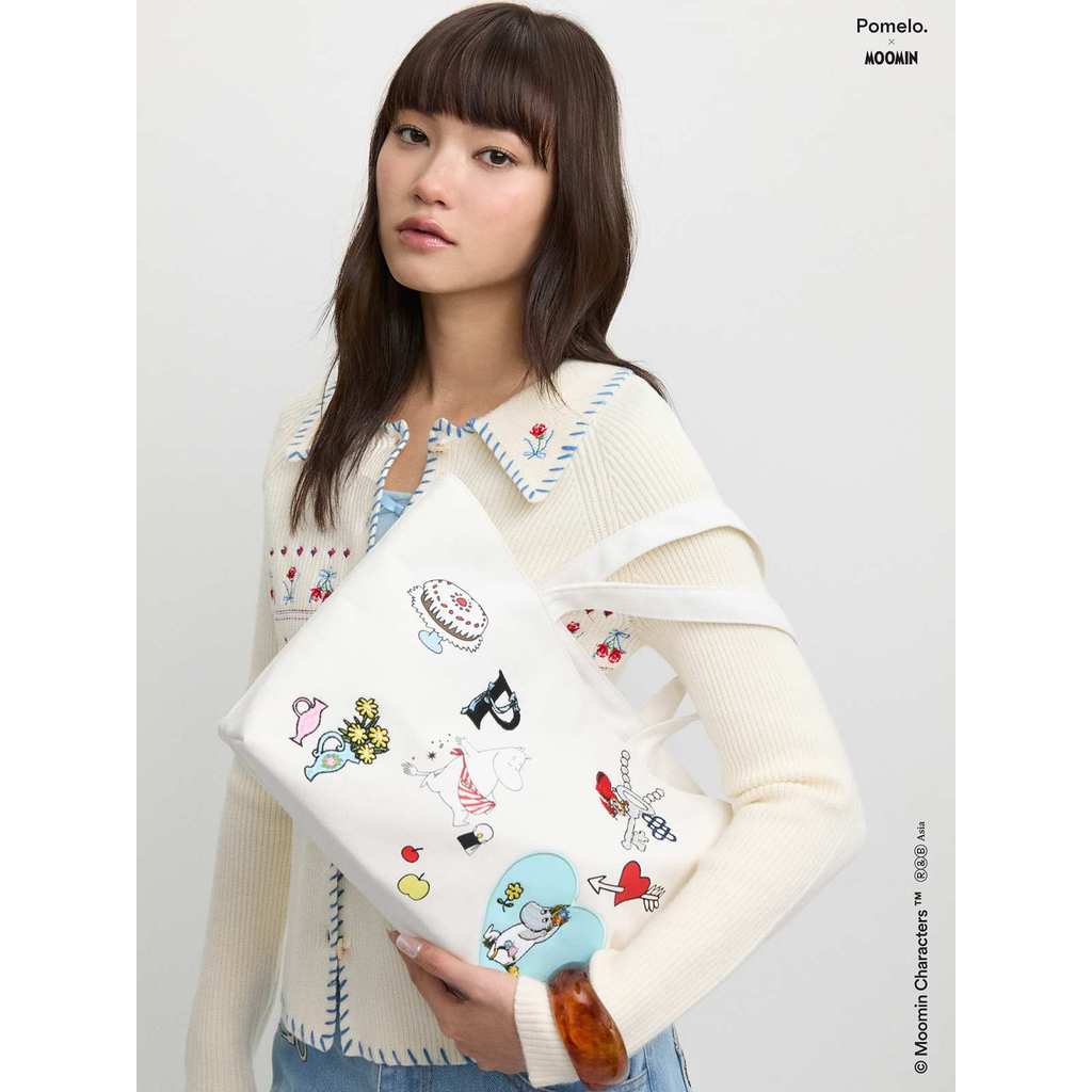 Pomelo. x Moomin Embroidered Tote Bag - Off-White