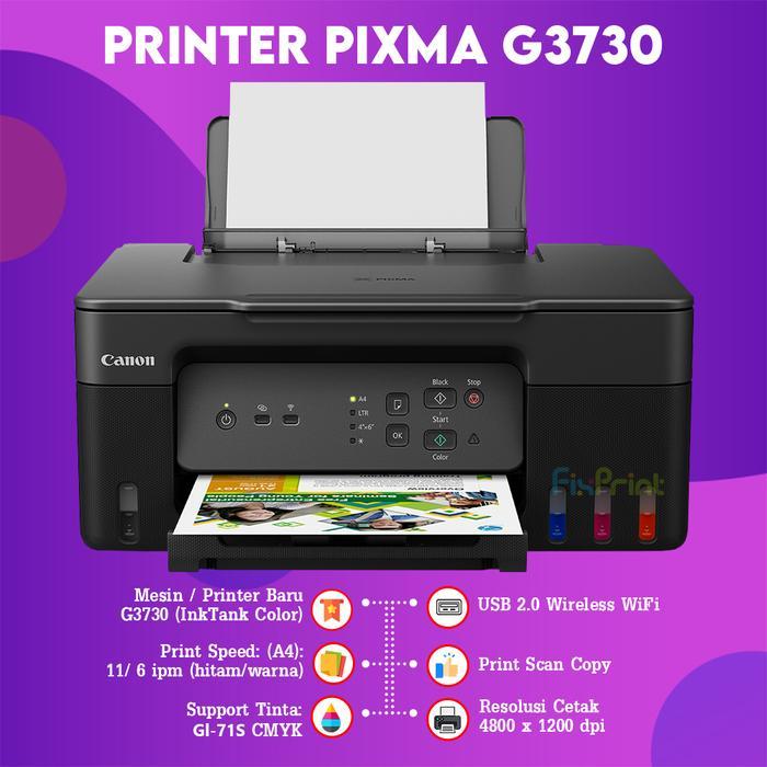 Canon PIXMA Printer G3730 Print Scan Copy Wireless Pengganti G3020 / Printer Canon MegaTank PIXMA
