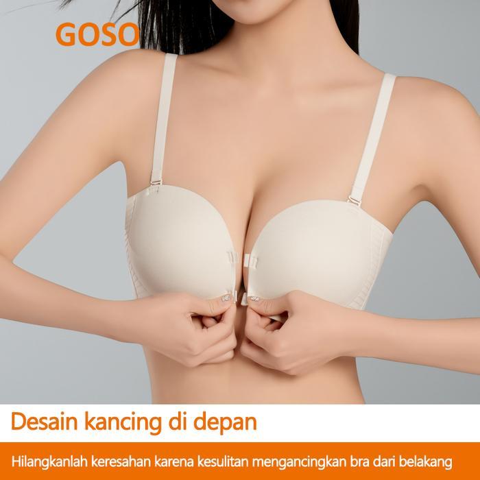 Goso Premium 3 In 1 Push Up Bra Depan Kancing Tipis Busa Tebal Cup Nyaman & Lembut Wanita Bra Seksi