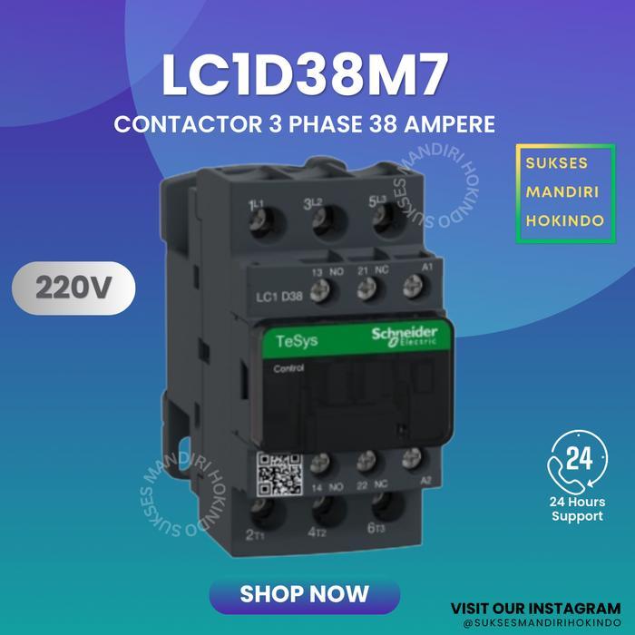 Kontaktor 3P 50A 3Phase 50Ampere LC1D38M7 Contactor Schneider
