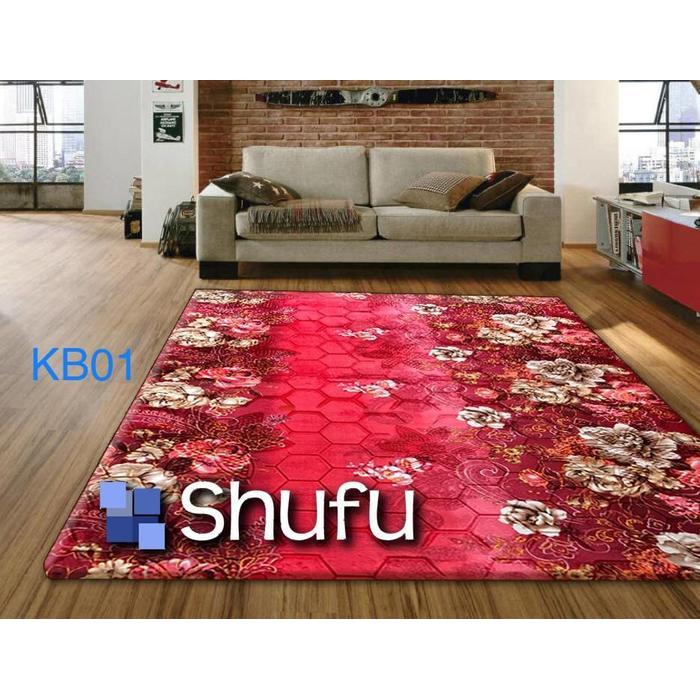 KARPET MALAYSIA SHUFU UKURAN 190X220CM KETEBALAN 18MM MOTIF KEMBANG Bunga,Shufu, Karpet shufu