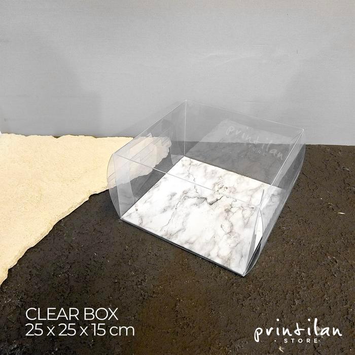 (25X25X15) Clear Cake Box Tebal / Boks Kue Mika / Glass Box / Transparan / Bening