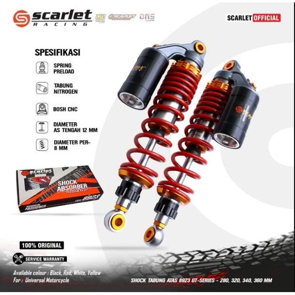 280mm/320mm/340mm/360mm Original Scarlet Shockbreaker Shock Belakang Tabung Atas Supra Revo Blade