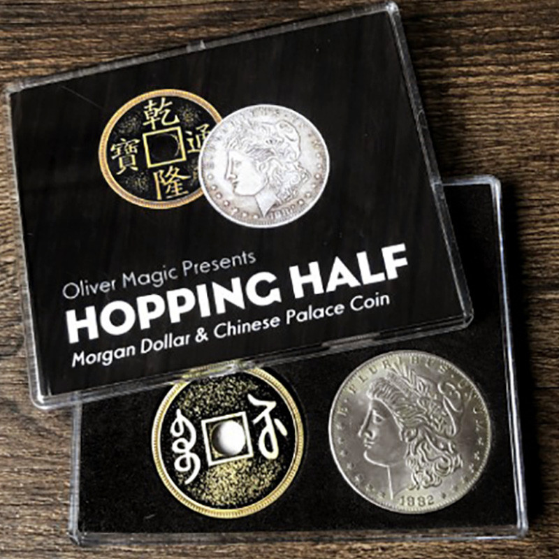 Hopping Half (Morgan Dollar and Chinese Palace Coin) Magic Tricks Coin Vanish Magia Close Up