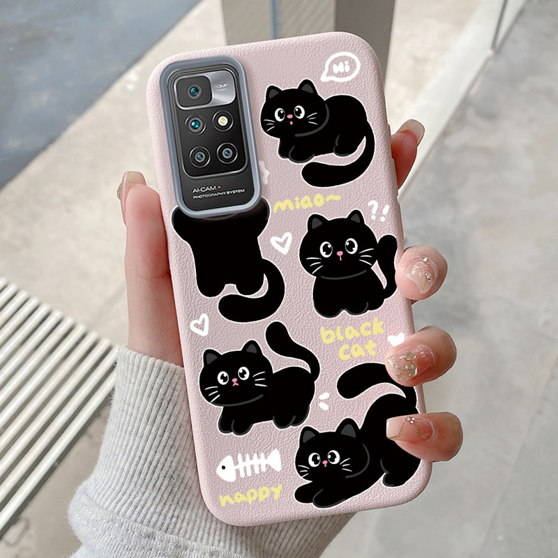 Casing Hp untuk Xiaomi Redmi 10 Redmi 10 Prime Case Casing pola kucing hitam lucu Kasing Kesing HP g