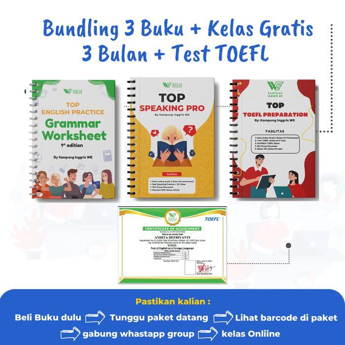 Bundling 3 Buku Grammar, Speaking & TOEFL + Test TOEFL Sertifikat