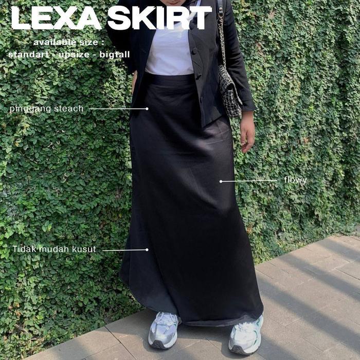 Damawa Lexa Satin Skirt Jumbo FIT BB 120 KG - Rok Satin Wanita Allsize Bigsize Bawahan span premium