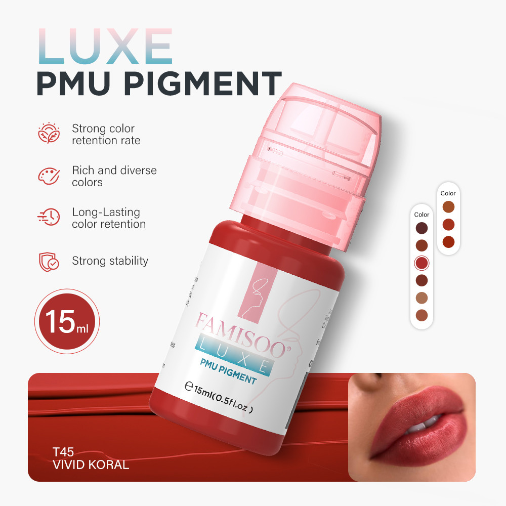 15ML Luxe PMU Pigment Europe's Best-selling 9 colors Lip Tattoo Ink For Semi Permanent Makeup Nano