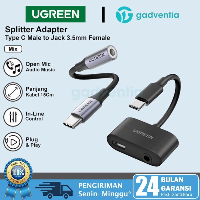 UGREEN Converter Splitter Audio Type C To Jack 3.5mm On Mic Gaming