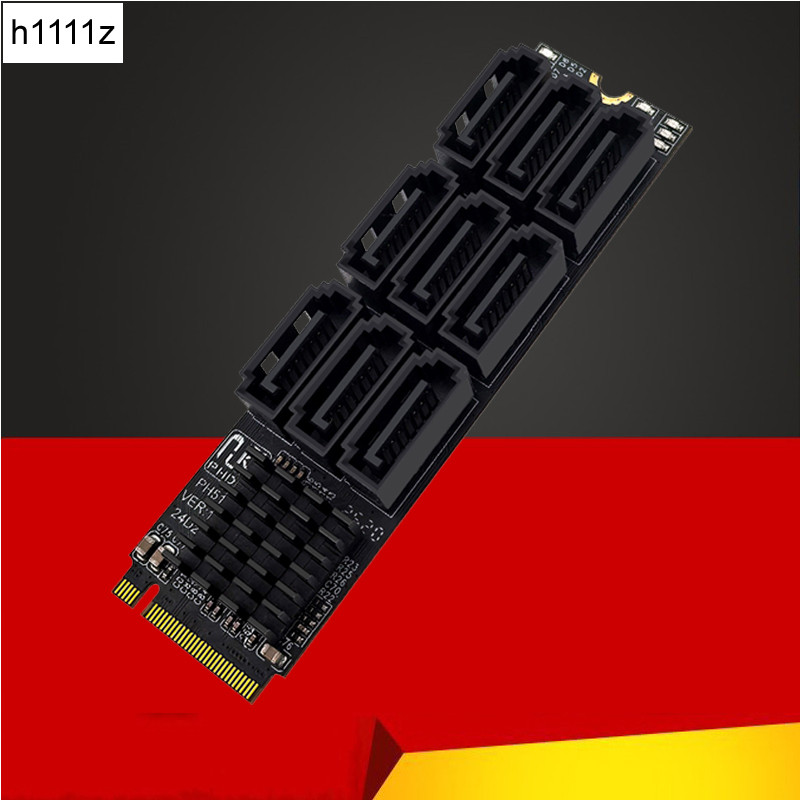 NEW M.2 NVME to 9Port SATA 3.0 Expansion Card Riser Adapter SATA3.0 6Gbps Controller with LED