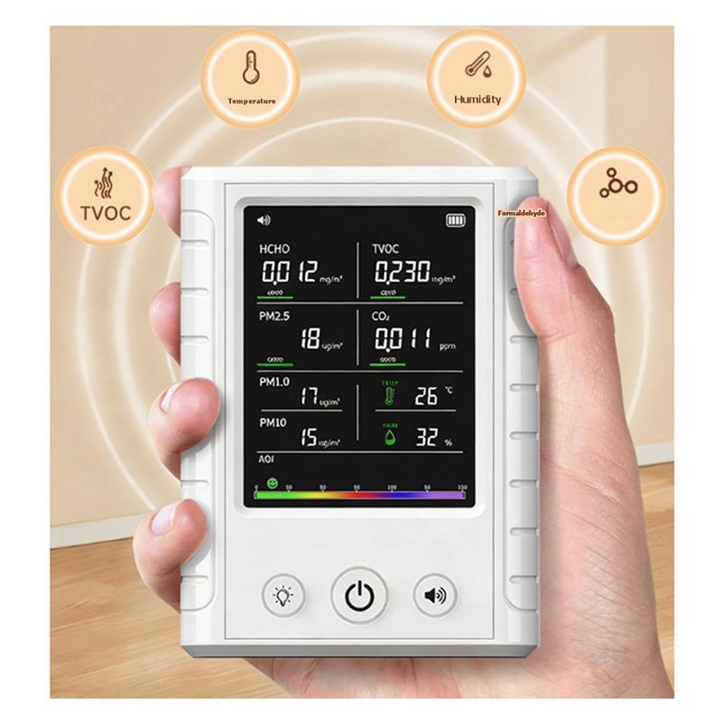 24-Hour Delivery Formaldehyde Detector For PM2.5, PM1.0, Formaldehyde, TVOC For Temperature,