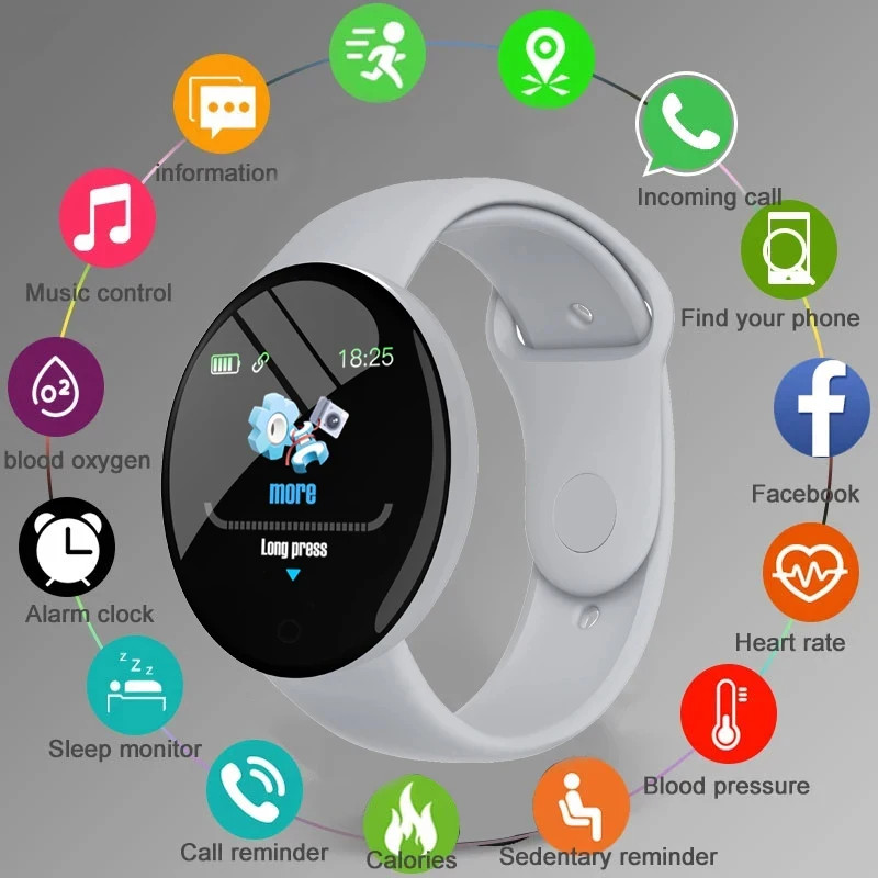 Smartwatch D18 Layar Warna Bundar dengan Beragam Mode Olahraga