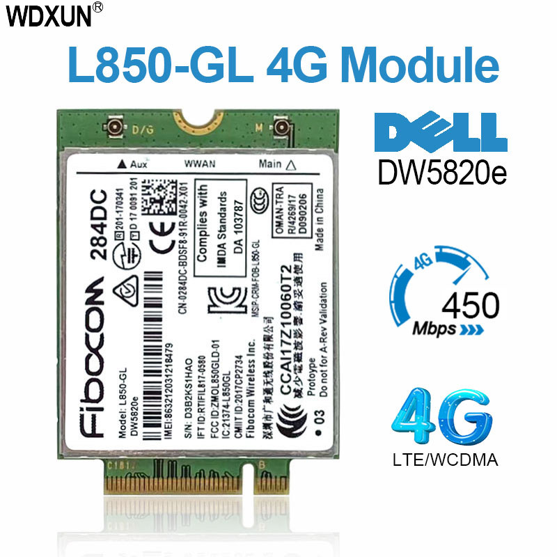 DW5820e L850-GL L850 DW5820 LTE 4G Card Module 0284DC 284DC For Dell laptop 3500 5400