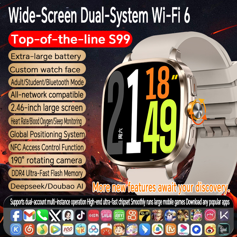 New Android13 Smartwatch 5G Full Netcom Smart Watch With 190?Rotary Camera GPS Position WIFI NFC