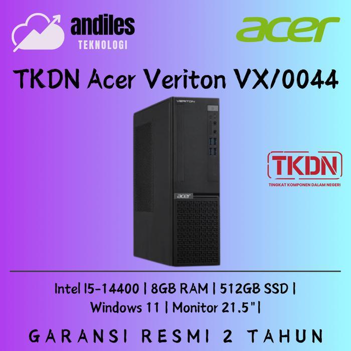 TKDN Acer Veriton X VX/0044 Core i5-14400 8GB SSD 512GB WIN 11 Monitor 21.5 Inch