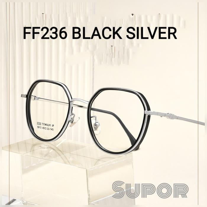 FF236 full Frame kacamata Titanium kotak Oval Pria Stark Minus Progresif