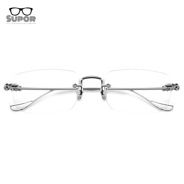FL19 Frame kacamata Titanium Original Pria Wanita Rimless minus Elegan