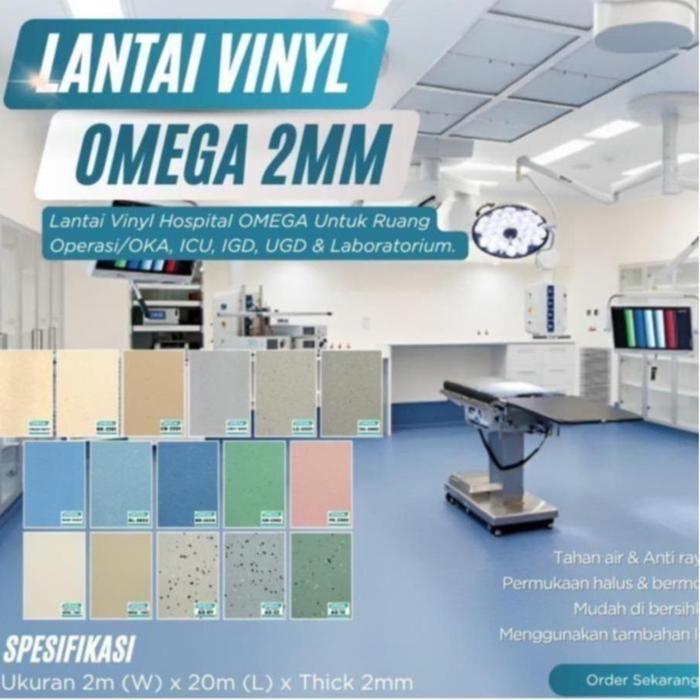 Vinyl Roll OMEGA Homogeneus Tebal 2mm / Lantai Vinyl Omega 2mm / Vinyl Roll Anti Bakteri / Vinyl