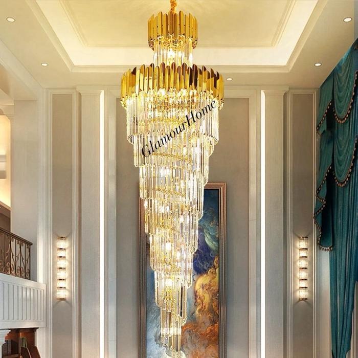 LAMPU HIAS VOID TANGGA KRISTAL / LAMPU GANTUNG KRISTAL MODERN MEWAH VOID TANGGA