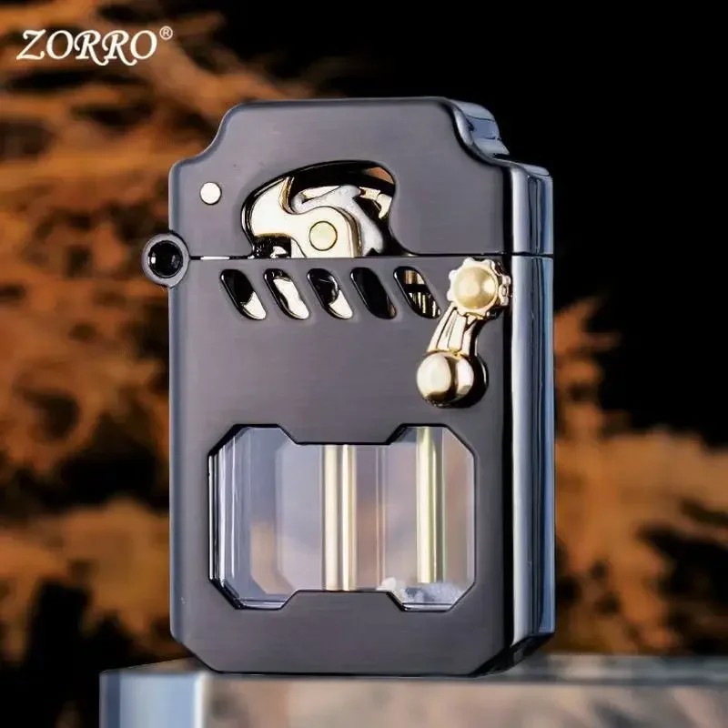ZORRO Mecha Transparent Fuel Tank Mechanical Ejection Kerosene Lighter Metal High-looking Creative